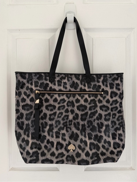 kate spade Handbags - Kate Spade Gray Black Leopard Print Bow Detail Tote Shoulder Bag Travel Handbag